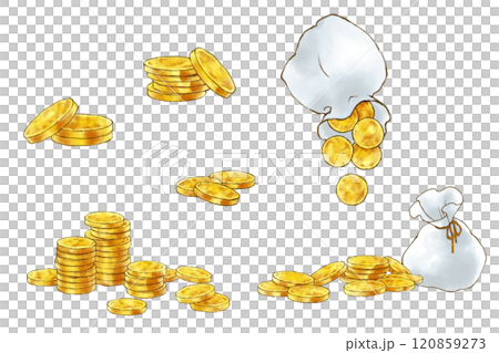 大量の金コイン素材のセット 大量の金コイン素材のセット 120859273