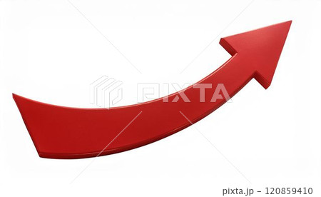右肩上がりの矢印　赤　立体 120859410