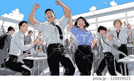 仕事が成功して喜びいっぱいのビジネスパーソン