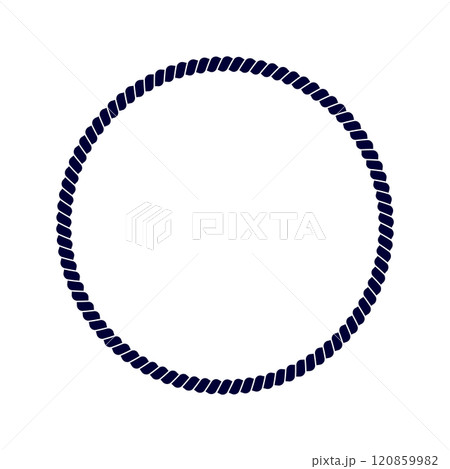 Round rope frame. Thread, hemp twine, jute, steel cable in circle shape. Maritime, yacht or nautical style, sea or ocean theme decorative ornament. Vector graphic illustration Round rope frame. Thread, hemp twine, jute, steel cable in circle shape. Maritime, yacht or nautical style, sea or ocean theme decorative ornament. Vector graphic illustration 120859982