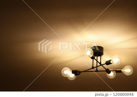 LED電球をつけたシーリングライト　ヴィンテージ風ライト 120860048