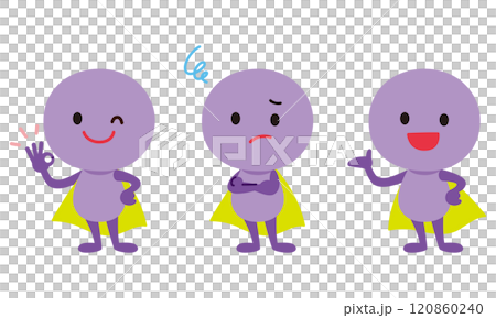 人物面部表情擺出紫色細胞戰鬥的姿勢 120860240