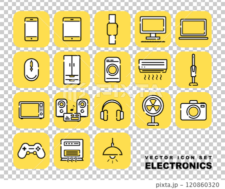 Home appliances, electrical appliances, PC. Digital devices vector icon set 120860320