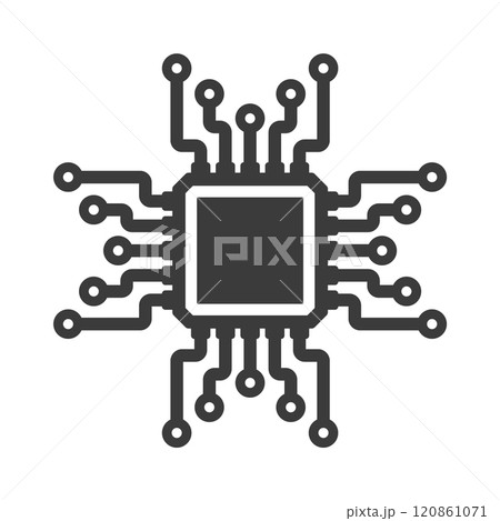 Machine learning micro chip symbol, ML icon, Artificial intelligence sign 120861071