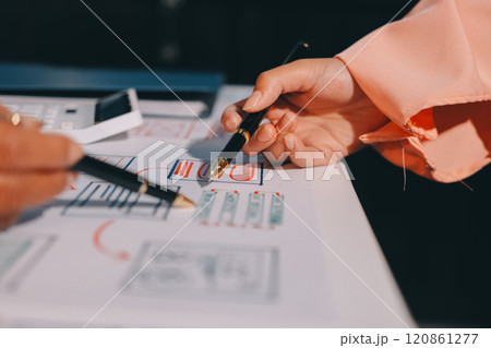 Young Asian business creative team work together, mobile application software design project. Brainstorm meeting, internet technology, smartphone web app designer, office coworker teamwork concept Young Asian business creative team work together, mobile application software design project. Brainstorm meeting, internet technology, smartphone web app designer, office coworker teamwork concept 120861277