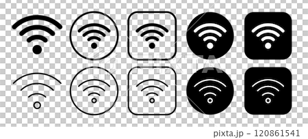 簡單的 wifi 和無線電波圖標 簡單的 wifi 和無線電波圖標 120861541
