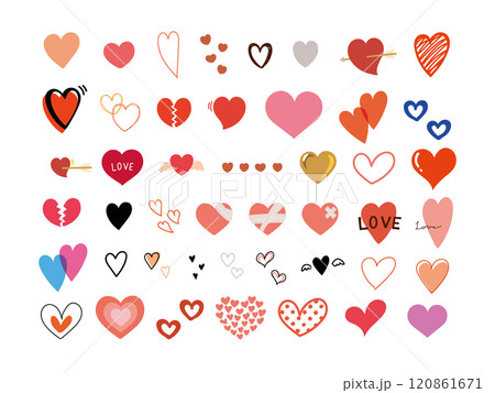かわいいハートのアイコンセット 120861671