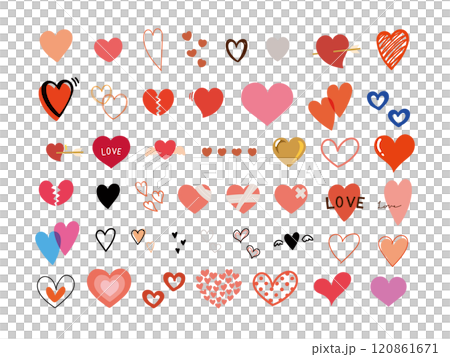 Cute heart icon set 120861671