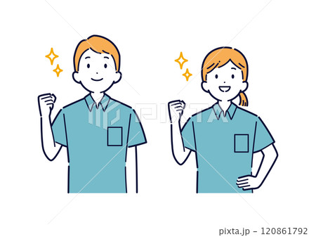 目標を見据える介護士のイラスト_上半身 目標を見据える介護士のイラスト_上半身 120861792