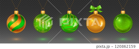 Decorative glass Christmas green and gold balls 120862159