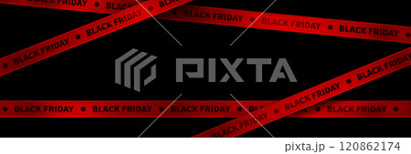 Black Friday red tape ribbon for discount banner 120862174
