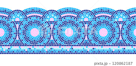 Decorative mosaic border with circular pattern. Decorative mosaic border with circular pattern. 120862187