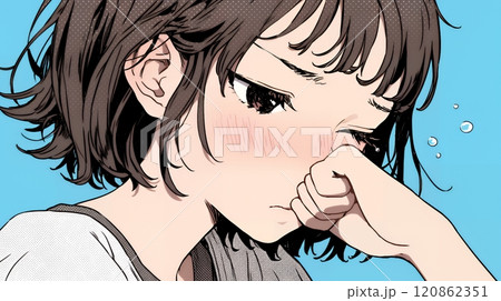 くしゃみをした若い女性