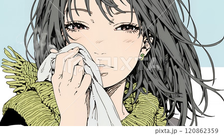くしゃみをした若い女性