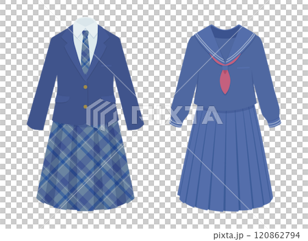 ブレザー制服とセーラー服のイラスト 120862794