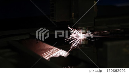 Bright sparks from metal turning, stream Bright sparks from metal turning, stream 120862991