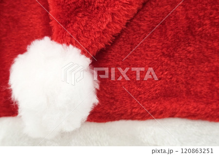 Close up Red Christmas Hat Background. Close up Red Christmas Hat Background. 120863251