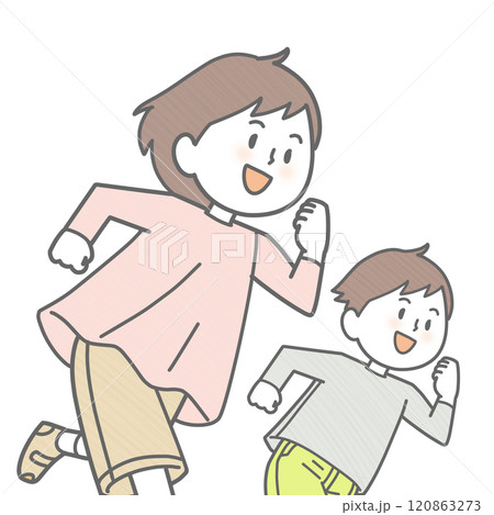 走る男子と女子 120863273
