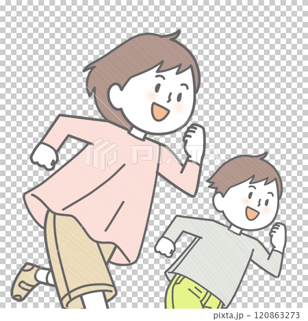 奔跑的男孩和女孩 120863273