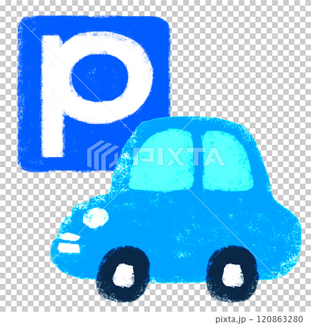 Crayon touch car and parking mark 120863280