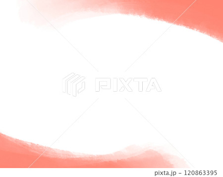 筆書きの柔らかな赤の曲線フレーム　水彩画 120863395