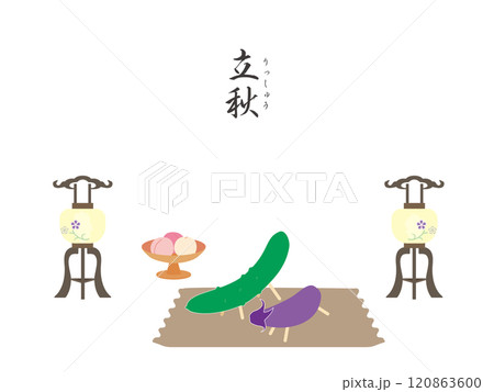 二十四節気の立秋カラー壁紙イラスト 120863600