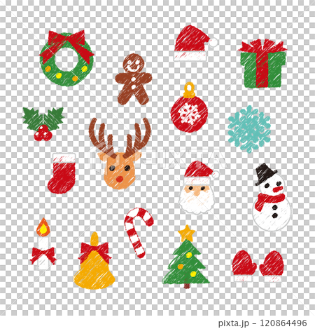 クリスマスの素材　アイコン  手描き風 120864496