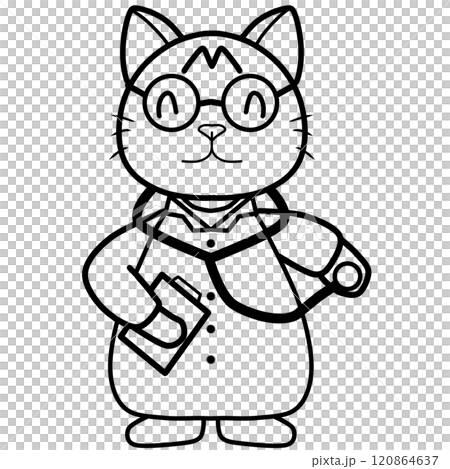 Doodle cartoon of cat doctor 120864637
