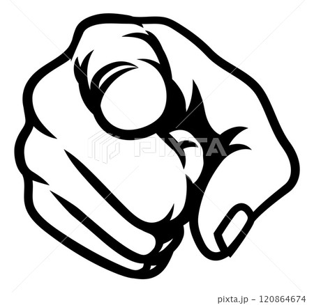 Hand Pointing Finger At You Cartoon Illustration 120864674