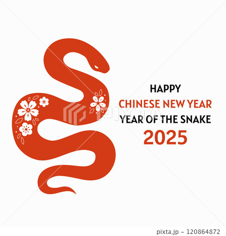 Chinese new year card with snake and flowers Chinese new year card with snake and flowers 120864872