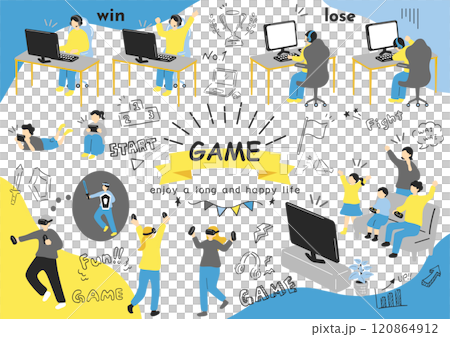 ゲームを楽しむ人達 ゲームを楽しむ人達 120864912