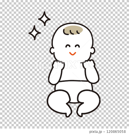 A full-body line drawing of a clean and happy baby A full-body line drawing of a clean and happy baby 120865058