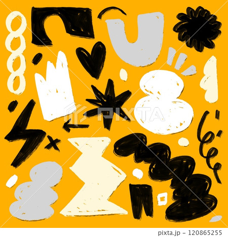 Abstract Doodle Collection with Bold Shapes and Symbols 120865255