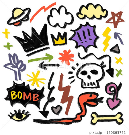 Hand Drawn Abstract Doodle Icons Isolated on White Background Hand Drawn Abstract Doodle Icons Isolated on White Background 120865751