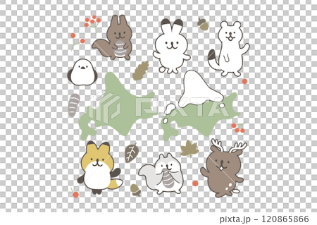 雪国のかわいい動物たちのイラストセット＿カラー① 120865866