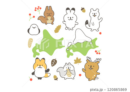 雪国のかわいい動物たちのイラストセット＿カラー② 120865869