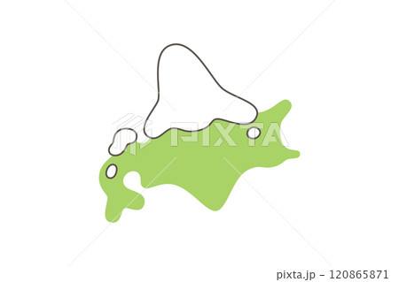 雪がかかった北海道地図のイラスト＿カラー② 120865871