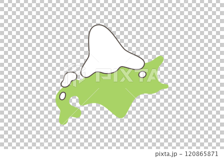 雪がかかった北海道地図のイラスト＿カラー② 120865871