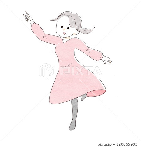 元気に手を振る女性 120865903