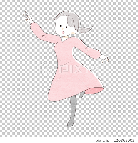 元気に手を振る女性 120865903