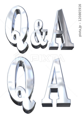 3DCG文字「Q&Aキラキラ」シルバー,銀 3DCG文字「Q&Aキラキラ」シルバー,銀 120865916