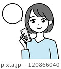 スマホを操作する女性のイラスト 120866040