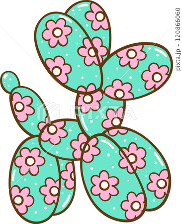 Groovy Floral Dog Balloon Doodle Hand Drawn 120866060