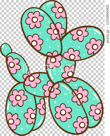 Groovy Floral Dog Balloon Doodle Hand Drawn 120866060