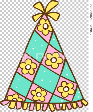 Groovy Retro Party Hat Doodle Hand Drawn 120866268