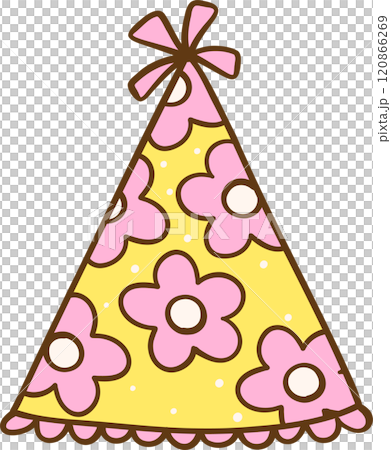 Groovy Floral Party Hat Doodle Hand Drawn 120866269