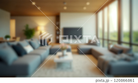 living room blurred background, cozy ambiance, neutral color palette, comfortable sofa, stylish armchair, coffee table centerpiece, plush pillows, warm lighting, large window, house plants living room blurred background, cozy ambiance, neutral color palette, comfortable sofa, stylish armchair, coffee table centerpiece, plush pillows, warm lighting, large window, house plants 120866861