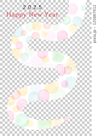 2025 Year of the Snake Reiwa 7 Dot Pattern Watercolor Snake New Year's Card 120867012