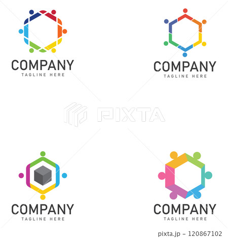 community logo design colorful with hexagon logo vector icon community logo design colorful with hexagon logo vector icon 120867102