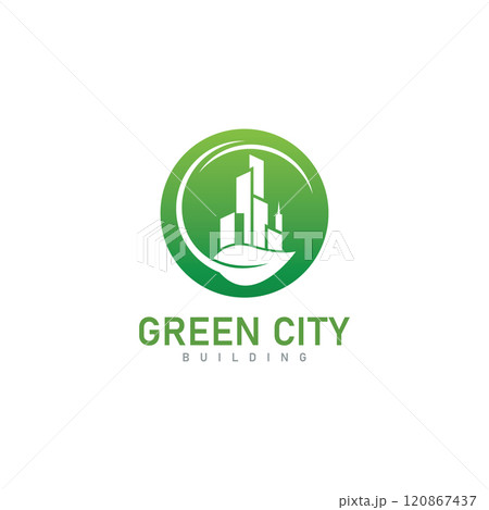 green city skyline logo design property  building vector icon 120867437